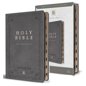 KJV Holy Bible, Giant Print Thinline Edition, Large Format, Gray Premium Imitati
